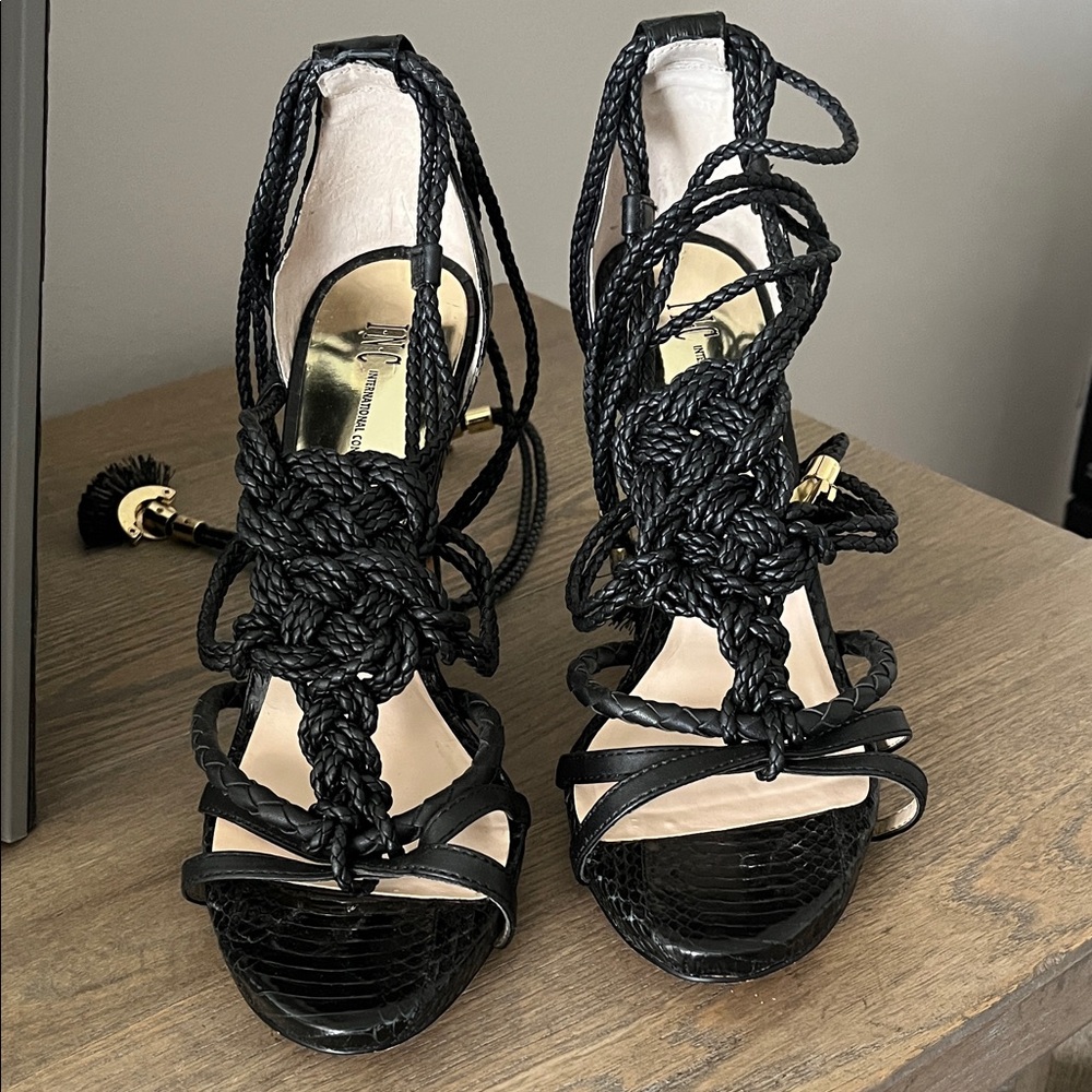 INC International Concepts Black Braided Heels

Box included